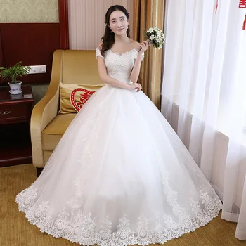 Важното е булчинската рокля на булката 2023, нова бяла сватбена рокля мечта принцеса отдел мори, а просто с едно рамо