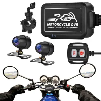 Велосипедна камера с двойна камера за спортни запис, широка камера за мотоциклет, камера за нощно виждане, двойна предна камера 1080P камера за обратно виждане DVR