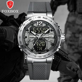 Висок клас марка FOXBOX Мъжки луксозни цифрови кварцови часовници, спортни, военни ръчен часовник Мъжки ежедневни часовници Relogio Masculino 2023