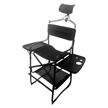 Висок режисьорски стол, тежкотоварни сгъваем стол за грим, тапицирана седалка с приставным масичка, поставка за крака за къмпинг, у дома или на двора