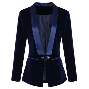 Висококачествен Съвременен дизайнерски блейзър за подиум 2023, женски velvet сако с дълъг ръкав, връхни дрехи