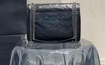 Висококачествена и луксозна марка дамски чанта на рамото, с метална верига, модерна чанта-месинджър от естествена кожа, дамски чанта