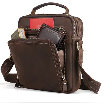 Висококачествена чанта от естествена кожа за мъже, кожена чанта през рамо, мъжка бизнес чанта през рамо, мъжки чанти-месинджър