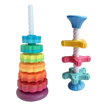Въртящата се кула цветовете на дъгата, за момчета и момичета, играчка за подреждане, висококачествен подарък, директна доставка