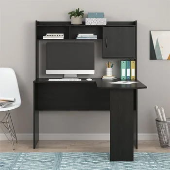 Г-образно бюро с чекмедже, черен дъб Г-образно бюро с чекмедже, черен дъб 0
