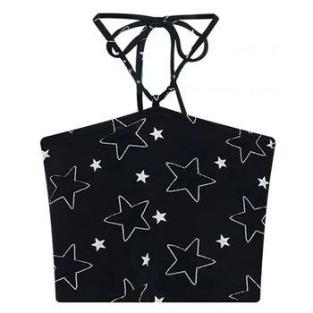 Годишен женски съкратен най-секси ластични памучни фланелки на звездата, къса риза без ръкави, планк