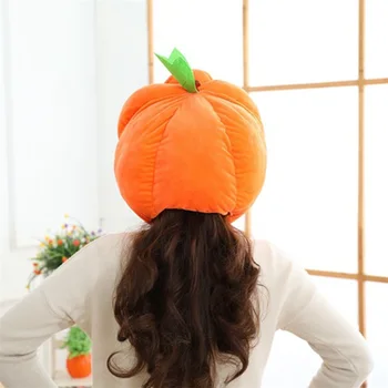 Дамски Мъжки новост, плюшен шапка във формата на тиква, сладък оранжев шал под формата на тиква, шапка, пълна с прическа, костюм за cosplay, подпори за фотосесия