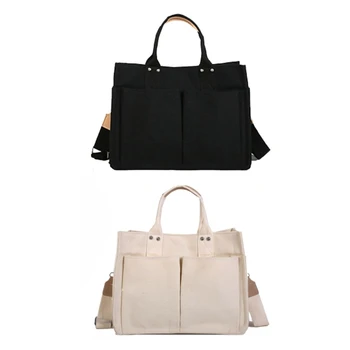 Дамски чанти през рамо, чанта през рамо с голям капацитет, чанта с множество джобове, чанти-тоут, однотонная холщовая чанта, ежедневни чанти-месинджър