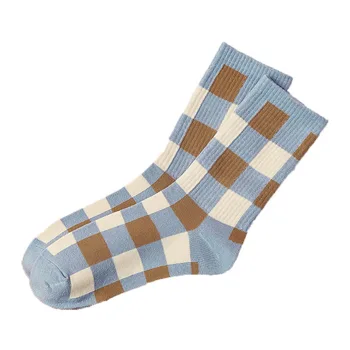 Дамски чорапи, нови чорапи в британската карирани и шарени летни удобни чорапи в стил мозайка в стил харадзюку, ретро, дълги чорапи, бельо качество
