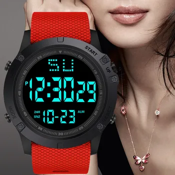 Дата Часовници Led Кристални Цифрови Спортни Гумени Мъжки Модерен спортен Часовник-часовник с Будилник