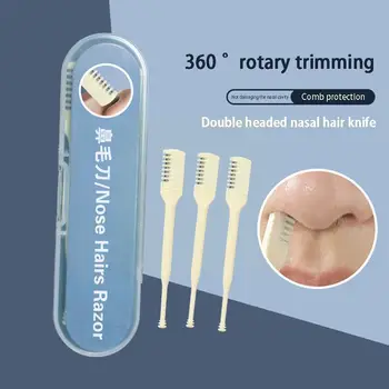 Двустранен нож за косми в носа, ръчна машинка за почистване на ноздрите, ножици за почистване на ноздрите на 360 градуса, ножици за носа P2A7