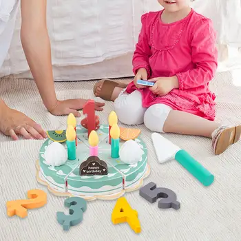Детска торта за рожден ден, образователна играчка със свещи, аксесоари за плодове за момичета и момчета, деца на предучилищна възраст, малки деца