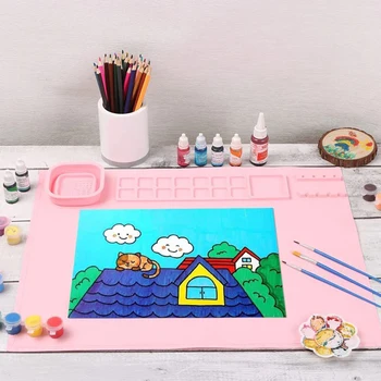 Детски силиконово килимче за рисуване, за многократна употреба лист за рисуване с маслени бои на 