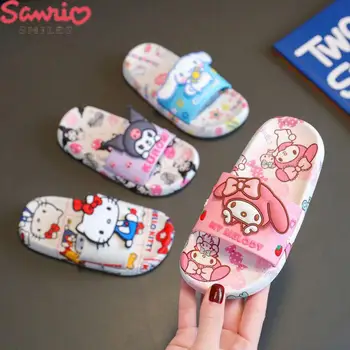 Детски чехли Sanrio / Нови летни чехли Kawaii Kuromi Melody Cinnamoroll Hellokitty, Удобни и красиви нескользящие чехли за момичета