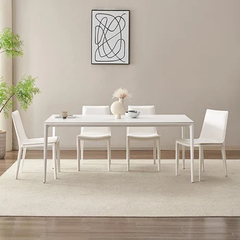 Дизайн за закуска, маса за хранене, скандинавски минимализъм, Водоустойчив, луксозна маса за хранене, бял правоъгълник, Mesas De Jantar, кухненски мебели