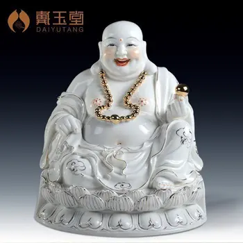 Домакински Буда Майтрейя, Усмихнат Буда, керамични статуя на Буда, украса за дома, подарък за откриване на Буда с голям корем