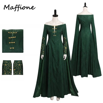 Дракон Алисента, защото Хайтауэр, женски костюм за cosplay, рокля, зелен дълги поли, фантастични дрехи, кралят костюм за Хелоуин