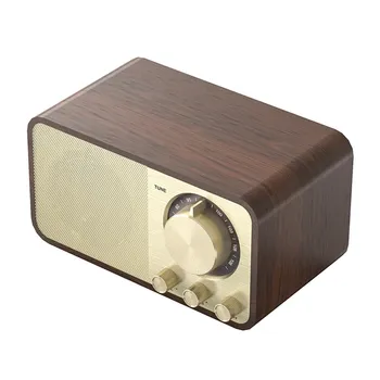 Дървена Bluetooth-съвместими говорител 5.0 в ретро стил, класическа звукова кутия, стерео съраунд звук, субуфер с супербасами, AUX вход FM-радио за PC