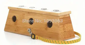 Дървена Кутия За Монокуляра с 4 Дупки За Обгаряне на Правоъгълник Пъпа Мокса Пелин Дебел Бамбук