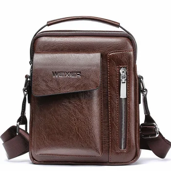 Ежедневна мъжка чанта през рамо Реколта чанта през рамо висококачествена мъжка чанта Кожена чанта мъжки чанти-незабавни посланици