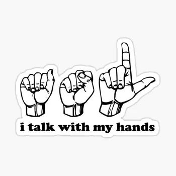 Езика на жестовете, на който аз говоря ръце, 5 бр., автомобилни стикери за дома, мотоциклет, детска декор на автомобила, брони, хол, аниме етикети