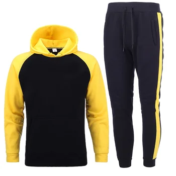 Есенна мъжки марка дрехи, мъжки спортни дрехи, качулки + панталони, комплект от две части, ежедневни памучни блузи, модни мъжки спортни дрехи