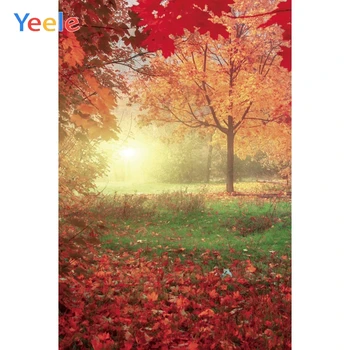 Есенна фотосесия Yeele Горска поляна Червени кленови листа фонови снимки Персонализирани фотографски фонове за фото студио