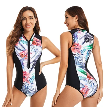 Жена модерен едно парче костюм без ръкави, с красив принтом за гмуркане и сърф Летни водни спортове быстросохнущий плажен костюм за сърф 2023
