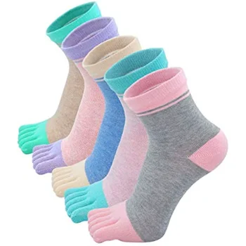 Женски чорап, скъпа шарени памук чорап на щиколотке с пет пръста, спортни чорапи за бягане за момичета