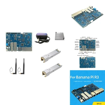 За Banana PI BPI-R3 MT7986 2 GB + 8 GB EMMC Такса за разработка + 2,5 Г Модул Електрически Порт + Радиатор + 2Xantennas + Комплект за хранене Син на ЕС Щепсел