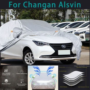 За Changan Alsvin 210T Водоустойчив кола седалките с пълна защита от слънце и ултравиолетови лъчи, прах, дъжд, сняг, защитен калъф за авто, защитен калъф