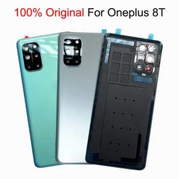 За OnePlus 8T + 5G Оригиналната Задната част на Кутията на батерията Стъклена Задна Врата Корпус Панел Калъф За Подмяна на One Plus 1 + 8T 8 T Обектива на Камерата