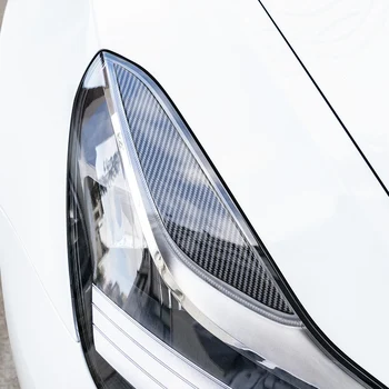 За Tesla, Модел 3 2017-2022 Автомобили на Прожекторите От Въглеродни Влакна, Тампон За Вежди, Тампон за очи, Тампон за Главата на Фенера, Стикер За очи, Черен Гланц