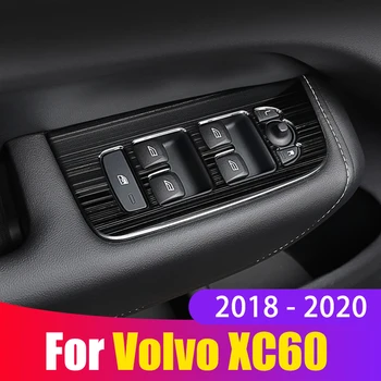За Volvo XC60 2018 2019 2020 г., панел превключвател прозореца на колата от неръждаема стомана, регулиране на облицовки капачки, етикети, ленти, аксесоари за украса