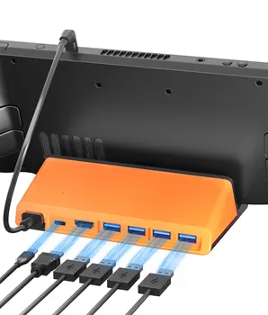 Зарядно устройство за пара, комплект, зарядно устройство 6 в 1, ХЪБ съвместим с USB Type C за HDMI, 4K 60Hz, USB 3.0, база за зареждане на телевизора на парна палубата