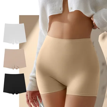 Защитни панталони от 2 теми, дамски къси панталони с висока талия под пола, безшевни бикини от ледената коприна, дишащи гащи-боксерки, велосипедни шорти, секси