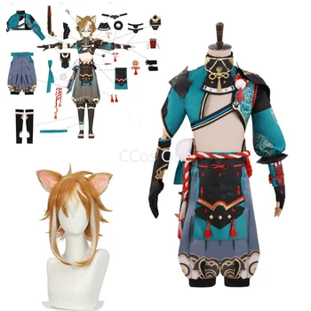 Игри костюм Genshin Impact Gorou, мъжки бойна форма, костюм за момче-лисици, женски костюм за cosplay на Хелоуин, пълен комплект