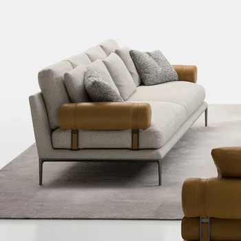 Италиански плат, диван, прост, модерен дизайн, италиански минималистичен лесен луксозен разход диван