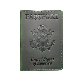 Калъф за паспорт от 100% естествена кожа, калъф за пътуване в САЩ, мъжка чанта от естествена кожа, джобен формат за паспорт, чанта за паспорт в Америка