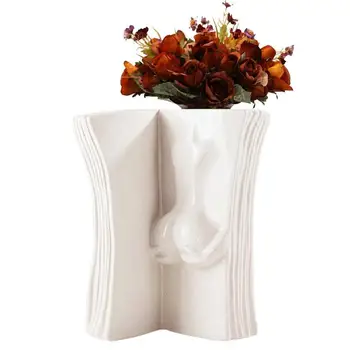 Керамична ваза за дома, кремаво-бяло женско тяло, декоративни цветя, бутилки, модерни вази, декорация на дома, за да влезете в етажерка за книги