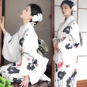 Кимоно женски подобряване на рокля сладък елегантна живопис туш оригинални кимона за банкет, танци, елемент от облеклото, снимка на местоположението, рокля