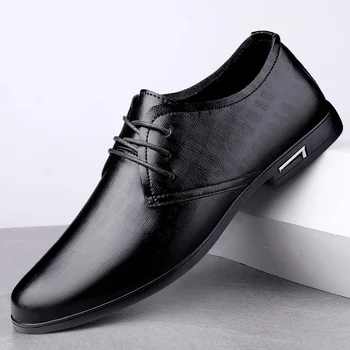 Класическа нова мъжки обувки от естествена кожа, висококачествен бизнес обувки, мъжки официалната обувки за банкети, ежедневни мъжки обувки с мека подметка