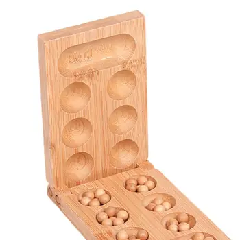 Класическа сгъваема дървена настолна игра Mancala Стратегическа игра, удобни за съхранение, устойчива Класическа сгъваема дървена настолна игра Mancala Стратегическа игра, удобни за съхранение, устойчива 0