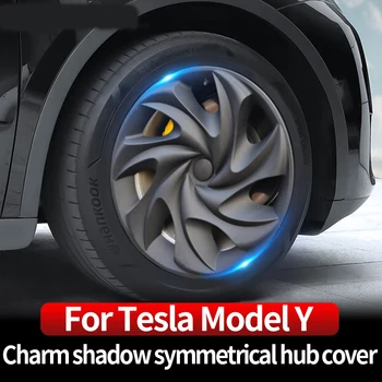 Комплект Капачка на Главината на Колелото на автомобила За Tesla Model Y 19-Инчов Charm Shadow Симетрични Капачката на Главината Подмяна на Защита на Аксесоари За Украса
