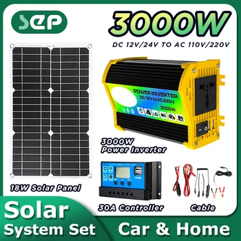 Комплект слънчеви панели 18 3000 W с контролер 30 А, зарядно на слънчева енергия на батерията за Power Bank, къмпинг, автомобил, лодка, RV