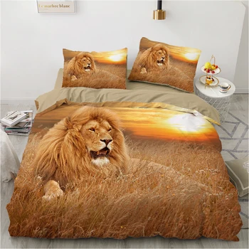 Комплект спално бельо с диви животни, Европейската кралица, крал, двоен чаршаф, домашни любимци, леопард, Лъв, тигър, кон за декориране на спалня за жени и мъже