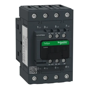 Контактор LC1DT80AE7, TeSys Deca, 4P (4 СТАИ), променлив ток от 0 до 440 В, макара 80A, 48 v променлив ток, 50/60 Hz
