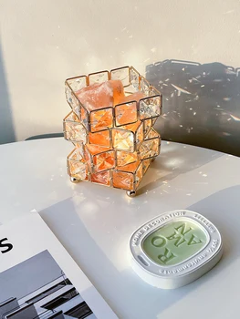 Куб на Рубик, кристална лампа висок клас, творчески лампа, луксозен лека нощ, солна лампа за спални, декоративна настолна лампа