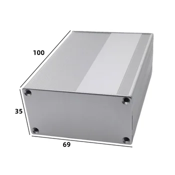 Кутия от алуминиева сплав с алуминиев профил, разъемная печатна платка, корпус на отделението за батерията 100x69x35 мм