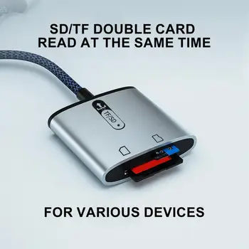 Лек четец на SD-карти, щепсела и да играе, корпус от алуминиева сплав, TF четец за карти 2 в 1, SD карта, TF към USB адаптер